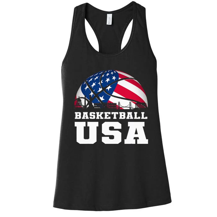 Basketball Usa Support Flag Women's Racerback Tank