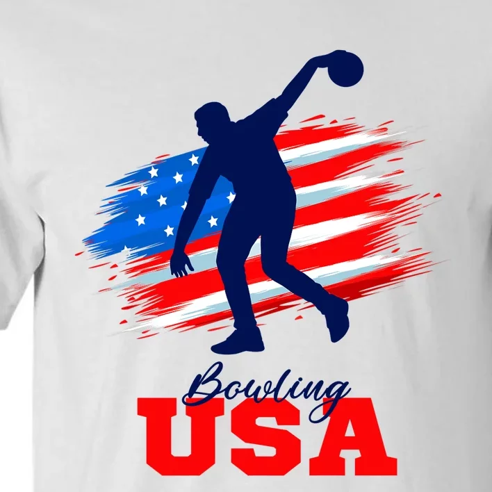 Bowling USA Support Team American Flag Bowling Sports Lover Premium Tall T-Shirt