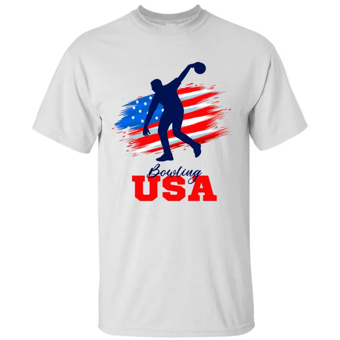 Bowling USA Support Team American Flag Bowling Sports Lover Premium Tall T-Shirt