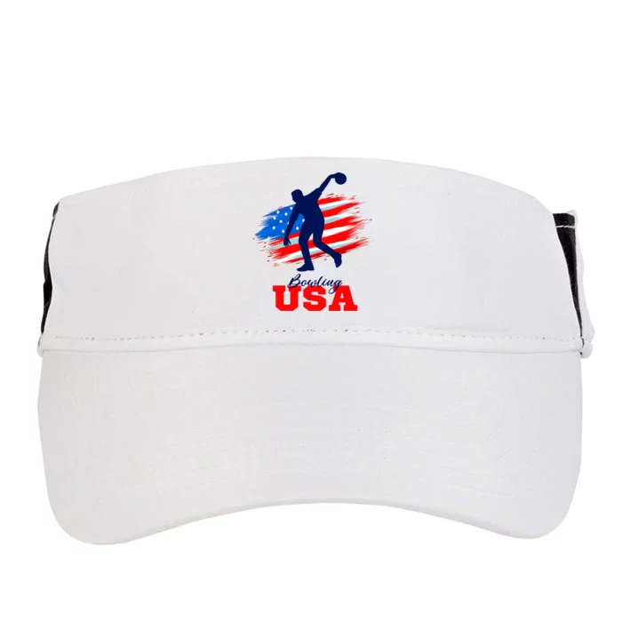 Bowling USA Support Team American Flag Bowling Sports Lover Premium Adult Drive Performance Visor