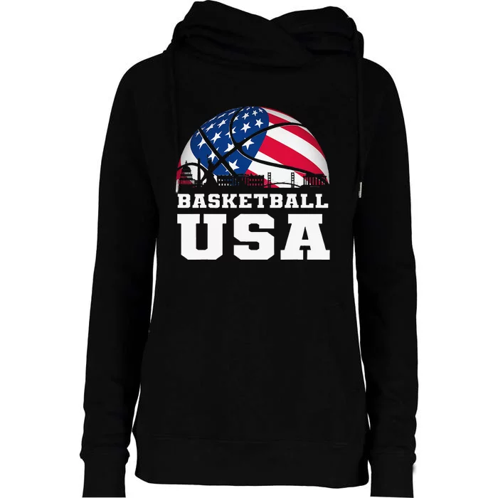 Basketball USA Support the Team USA Flag Dream Womens Funnel Neck Pullover Hood