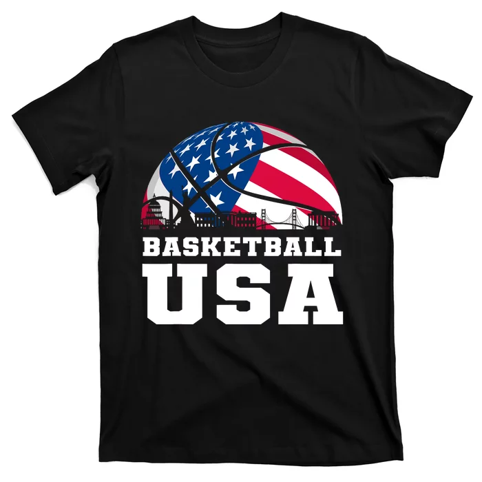 Basketball Usa Support The Team Design Usa Flag Dream T-Shirt