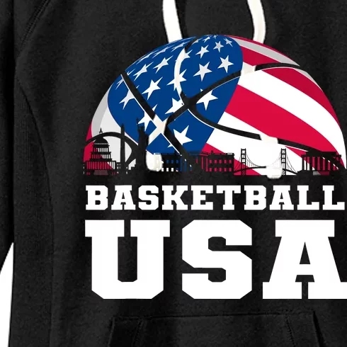 Basketball Usa Support The Team Design Usa Flag Dream Women's Fleece Hoodie