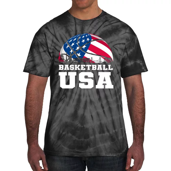 Basketball Usa Support The Team Design Usa Flag Dream Tie-Dye T-Shirt