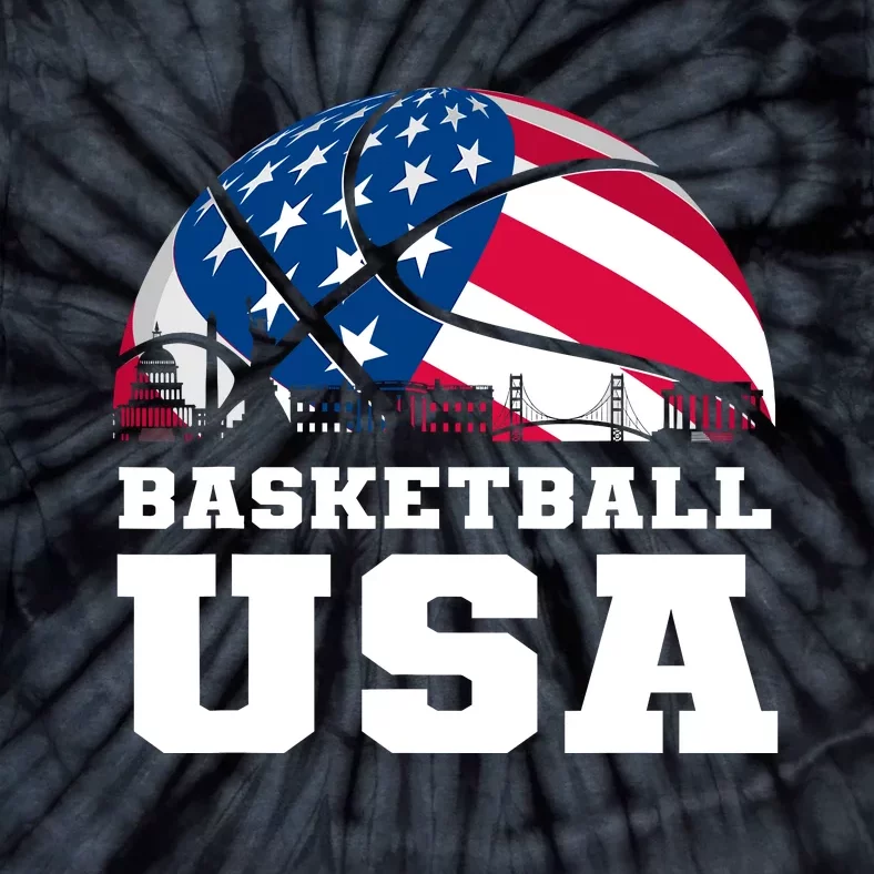 Basketball Usa Support The Team Design Usa Flag Dream Tie-Dye T-Shirt