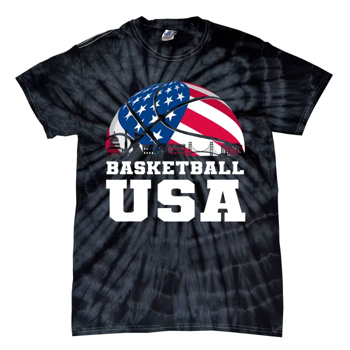 Basketball Usa Support The Team Design Usa Flag Dream Tie-Dye T-Shirt