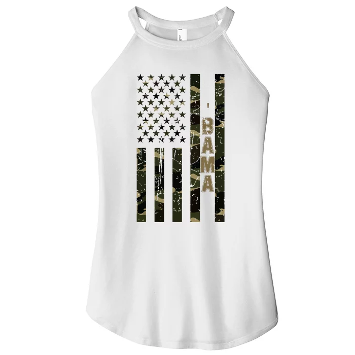 Bama United States Alabama Distressed Camo W Us Flag Women’s Perfect Tri Rocker Tank