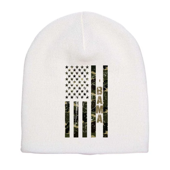 Bama United States Alabama Distressed Camo W Us Flag Short Acrylic Beanie