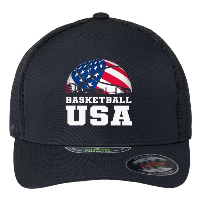 Basketball USA Support The Flag Dream Flexfit Unipanel Trucker Cap