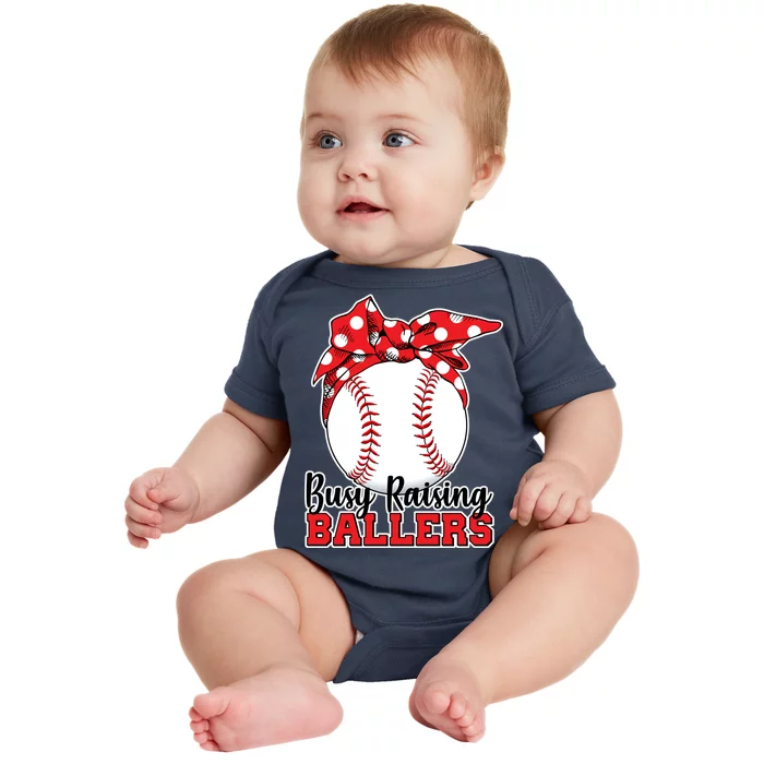 Busy Raising Ballers Baseball Parents Baby Bodysuit