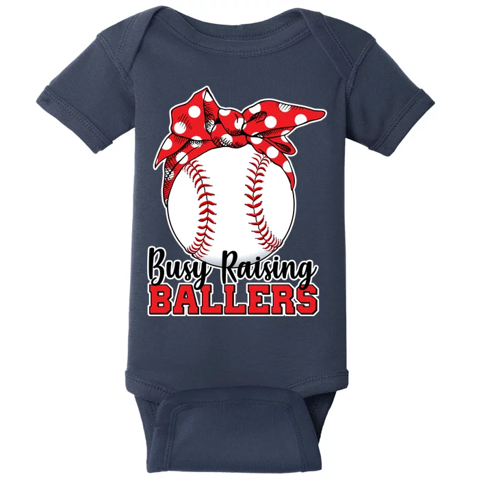 Busy Raising Ballers Baseball Parents Baby Bodysuit