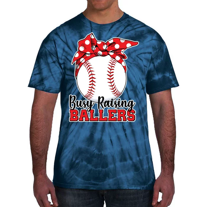 Busy Raising Ballers Baseball Parents Tie-Dye T-Shirt