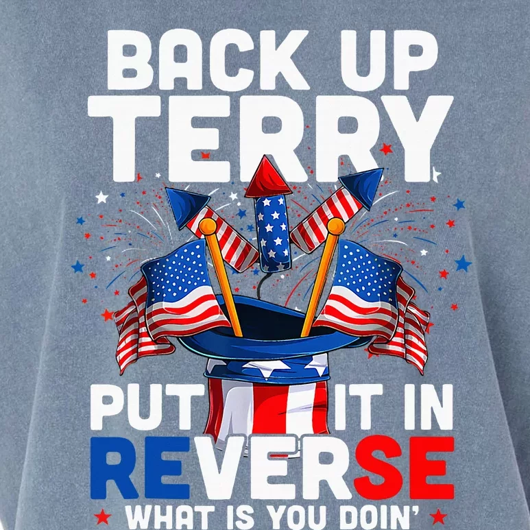 Back Up Terry Put It In Reverse Funny July 4th Firework Garment-Dyed Women's Muscle Tee