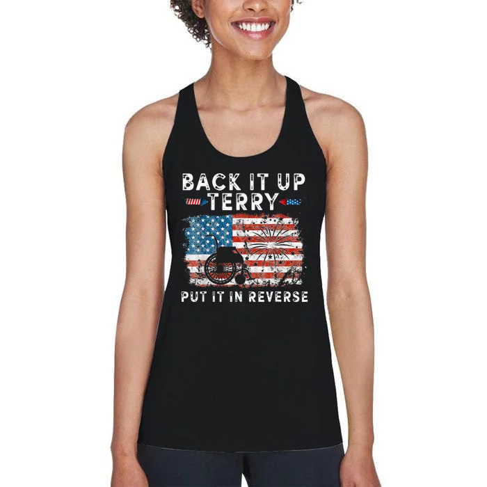 Back Up Terry Put It In Reverse Firework Funny 4th Of July Women's Racerback Tank