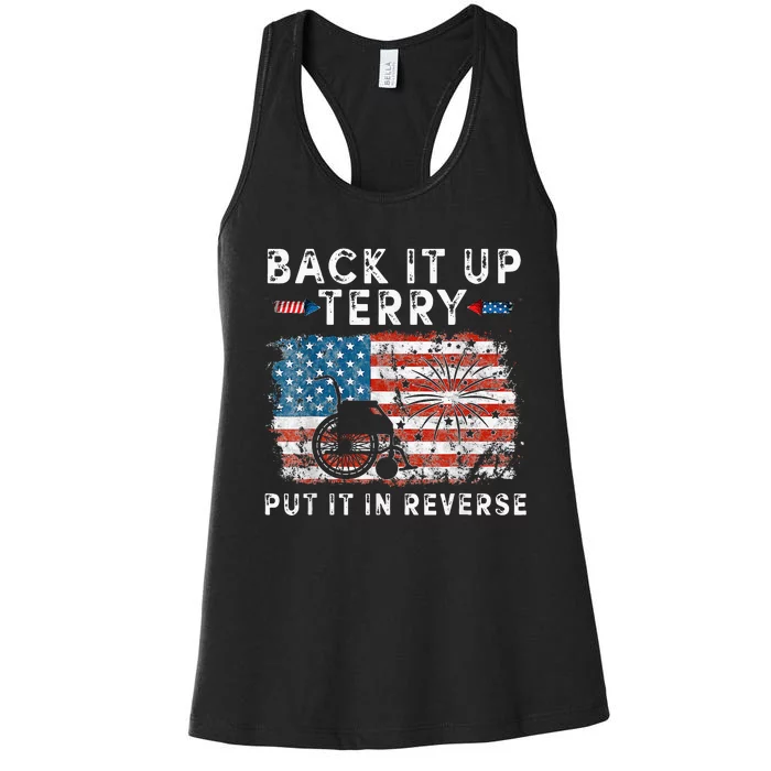 Back Up Terry Put It In Reverse Firework Funny 4th Of July Women's Racerback Tank