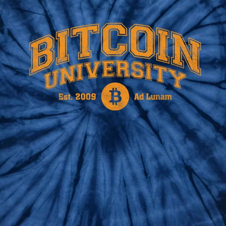 Bitcoin University To The Moon, Funny Distressed College BTC Tie-Dye T-Shirt