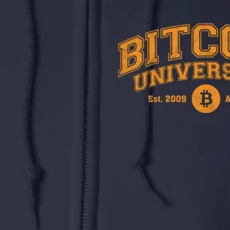 Bitcoin University To The Moon, Funny Distressed College BTC Full Zip Hoodie