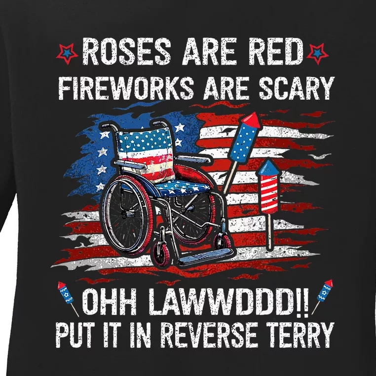 Back Up Terry Put It In Reverse Funny 4th Of July Distressed Ladies Long Sleeve Shirt