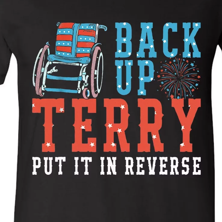 Back Up Terry Put It In Reverse Firework 4th Of July V-Neck T-Shirt