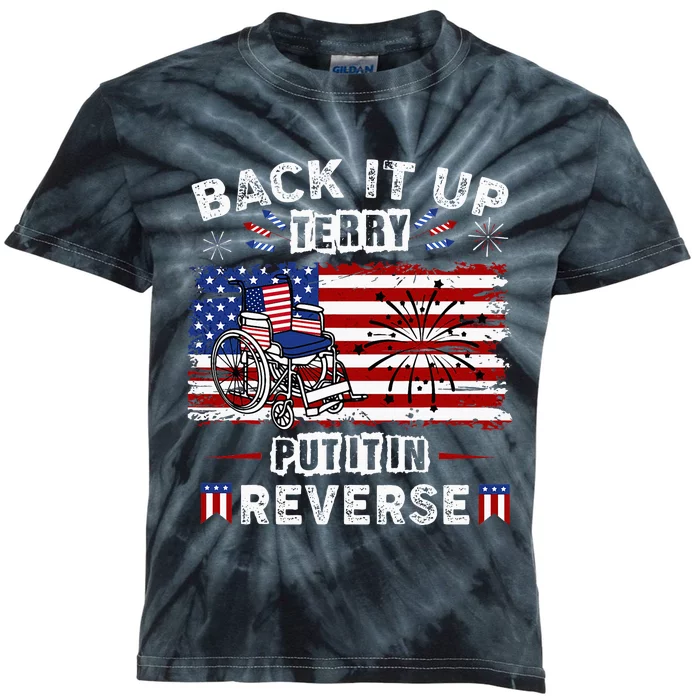 Back Up Terry Put It In Reverse Firework Funny 4th Of July Kids Tie-Dye T-Shirt