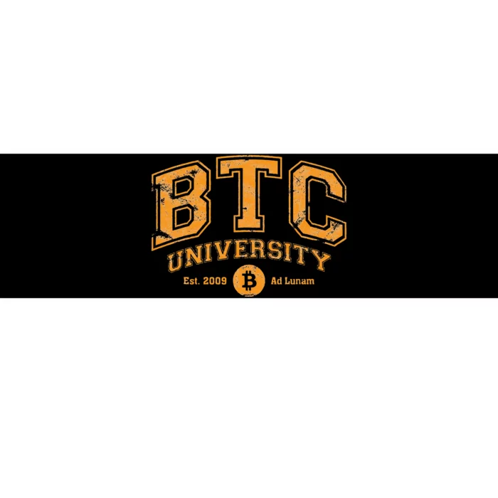 BTC University To The Moon Funny Distressed Bitcoin College Bumper Sticker