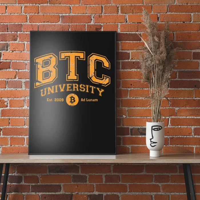 BTC University To The Moon Funny Distressed Bitcoin College Poster