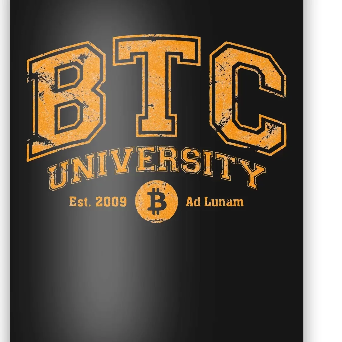 BTC University To The Moon Funny Distressed Bitcoin College Poster