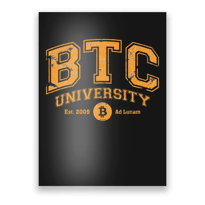 BTC University To The Moon Funny Distressed Bitcoin College Poster