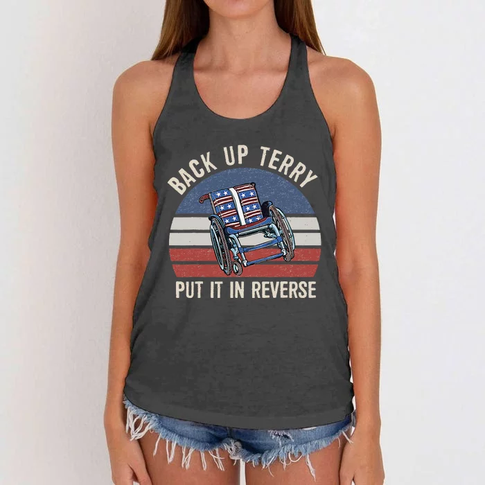 Back Up Terry Put It In Reverse Firework Vintage 4th Of July Women's Knotted Racerback Tank