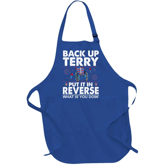 Back Up Terry Put It In Reverse Firework Funny 4th Of July Full-Length Apron With Pocket