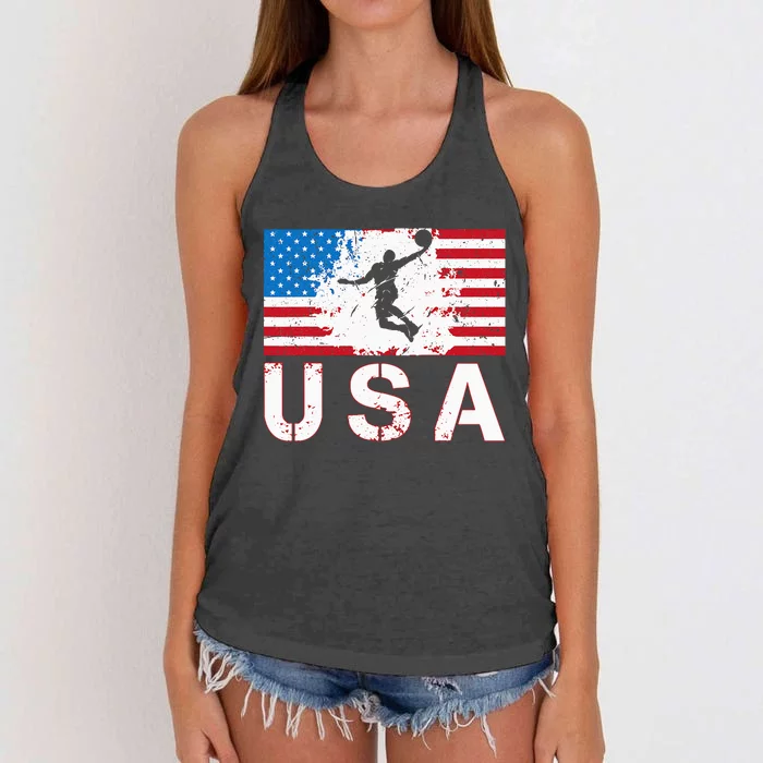 Basketball USA team American flag US Basketball Women's Knotted Racerback Tank