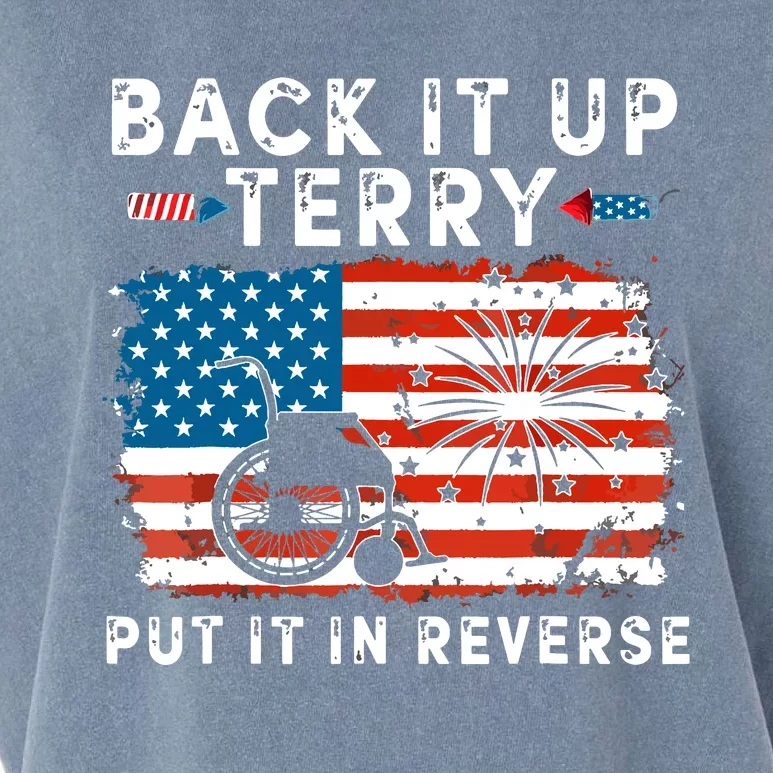 Back Up Terry Put It In Reverse 4th July Us Flag Fireworks Garment-Dyed Women's Muscle Tee