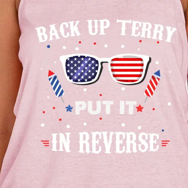 Back Up Terry Put It In Reverse 4th July Patriotic Us Flag Cute Gift Women's Knotted Racerback Tank