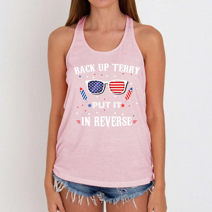 Back Up Terry Put It In Reverse 4th July Patriotic Us Flag Cute Gift Women's Knotted Racerback Tank