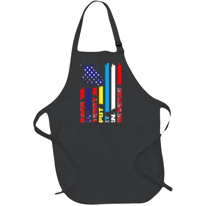 Back Up Terry Put It In Reverse Firework flag 4th Of July Full-Length Apron With Pocket