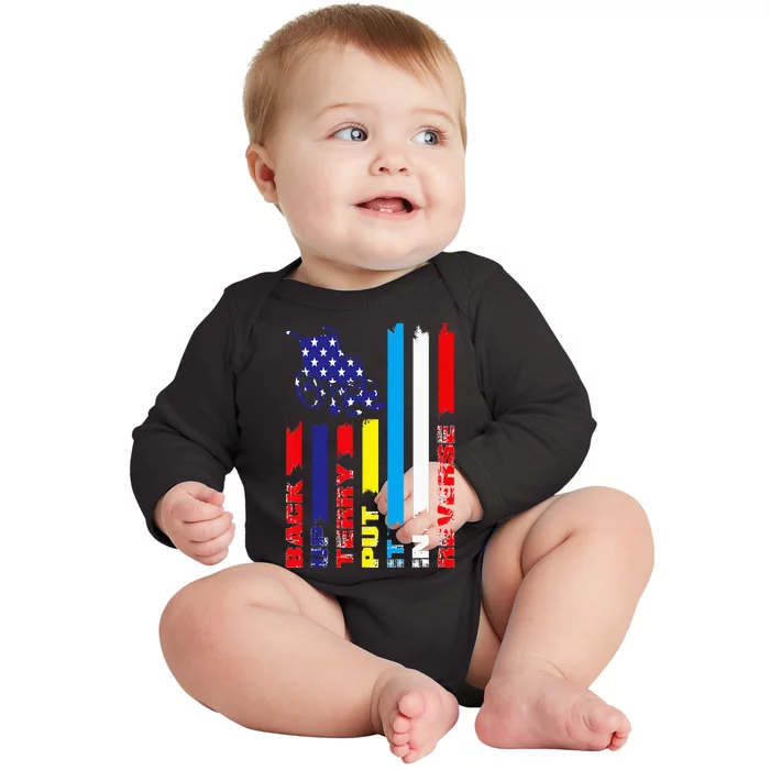 Back Up Terry Put It In Reverse Firework flag 4th Of July Baby Long Sleeve Bodysuit