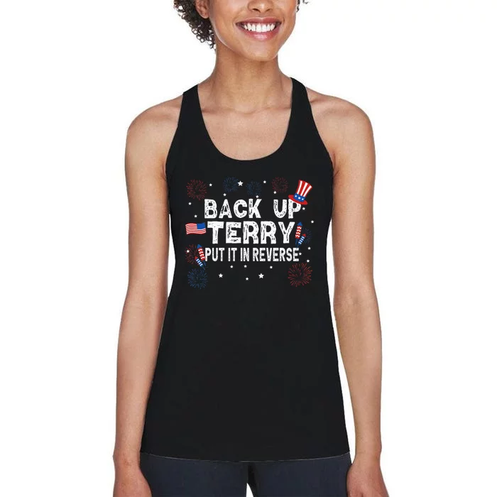 Back Up Terry Put It In Reverse Funny 4th Of July Women's Racerback Tank