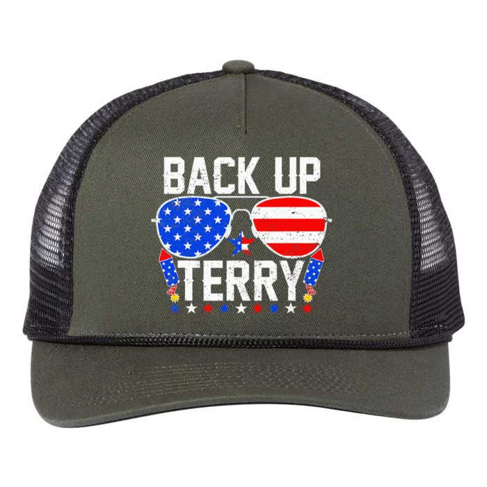 Back Up Terry 4th Of July Us Flag Patriotic Fireworks Retro Rope Trucker Hat Cap