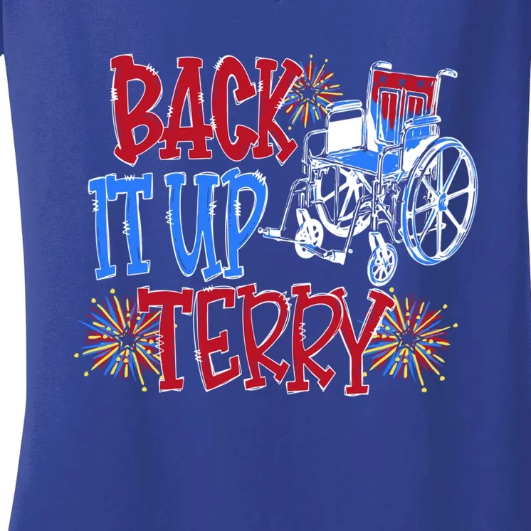 Back Up Terry Put It In Reverse Firework Patriotic 4th July Cool Gift Women's V-Neck T-Shirt