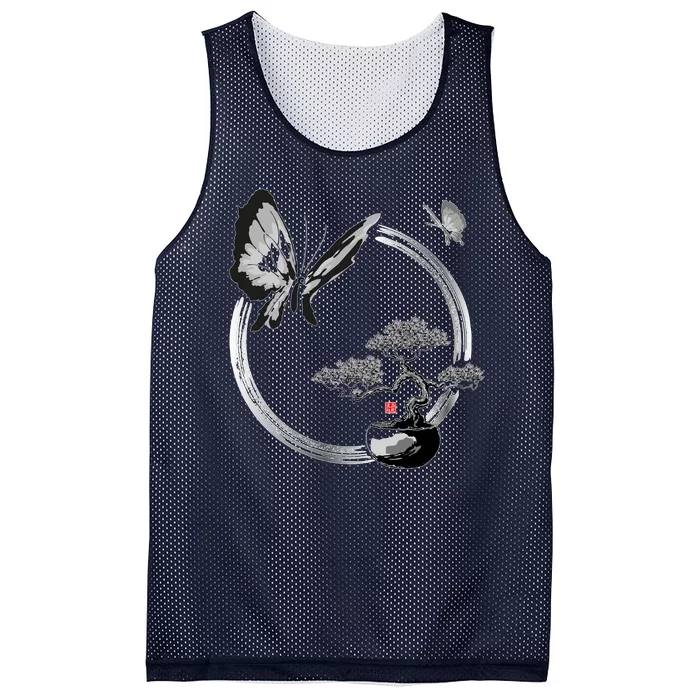 Butterflies And Bonzai Tree Japanese Ink Mesh Reversible Basketball Jersey Tank