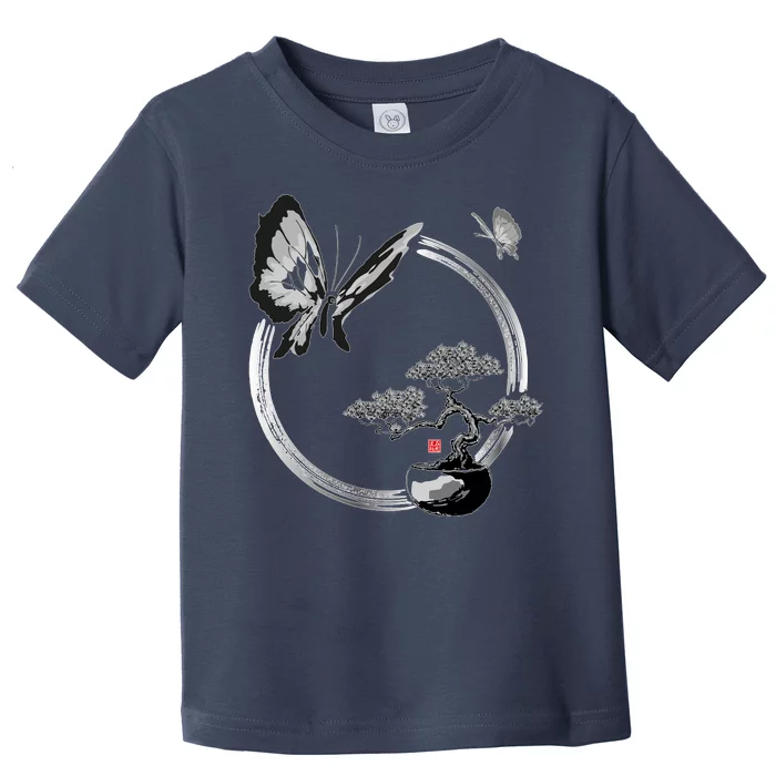 Butterflies And Bonzai Tree Japanese Ink Toddler T-Shirt