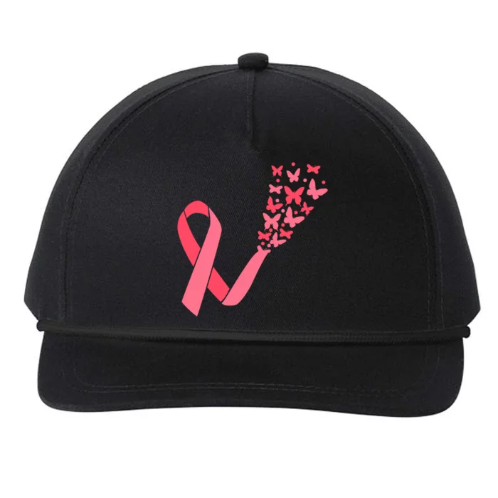 Butterfly Burst Breast Cancer Ribbon Snapback Five-Panel Rope Hat