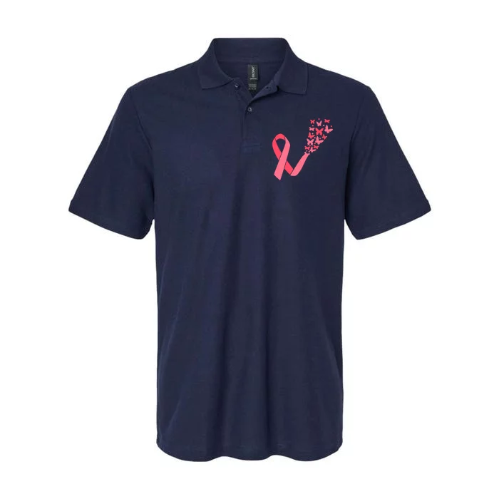 Butterfly Burst Breast Cancer Ribbon Softstyle Adult Sport Polo