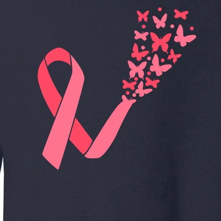 Butterfly Burst Breast Cancer Ribbon Toddler Sweatshirt