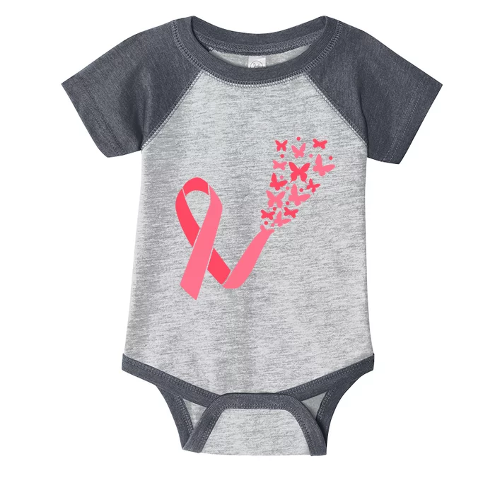 Butterfly Burst Breast Cancer Ribbon Infant Baby Jersey Bodysuit