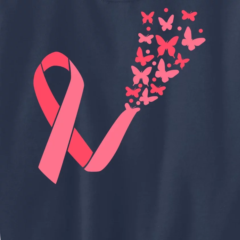 Butterfly Burst Breast Cancer Ribbon Kids Sweatshirt