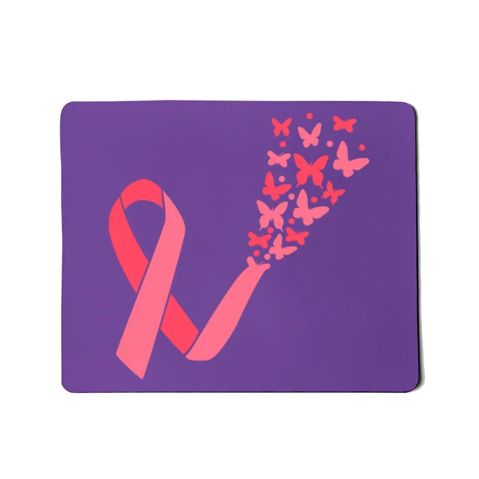 Butterfly Burst Breast Cancer Ribbon Mousepad