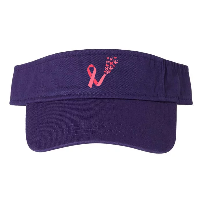 Butterfly Burst Breast Cancer Ribbon Valucap Bio-Washed Visor