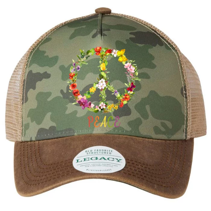 Butterfly Flower Peace Sign Legacy Tie Dye Trucker Hat