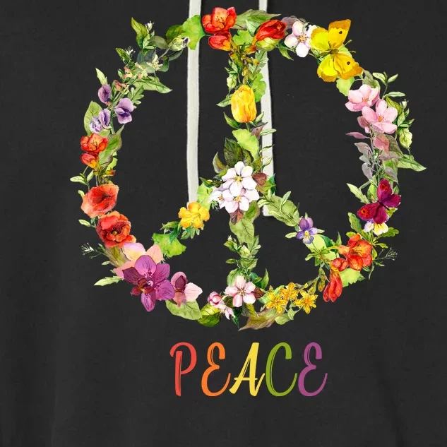 Butterfly Flower Peace Sign Garment-Dyed Fleece Hoodie